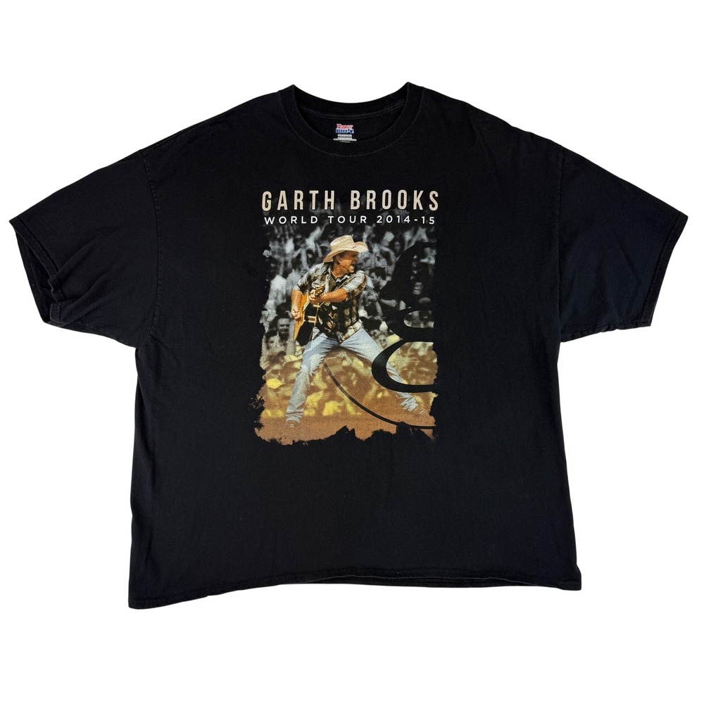 Hanes Garth Brooks T-Shirt Mens 3XL Black World Tour 2014-15 Concert Graphic Tee